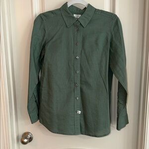 J Crew linen Green Button-Up Shirt